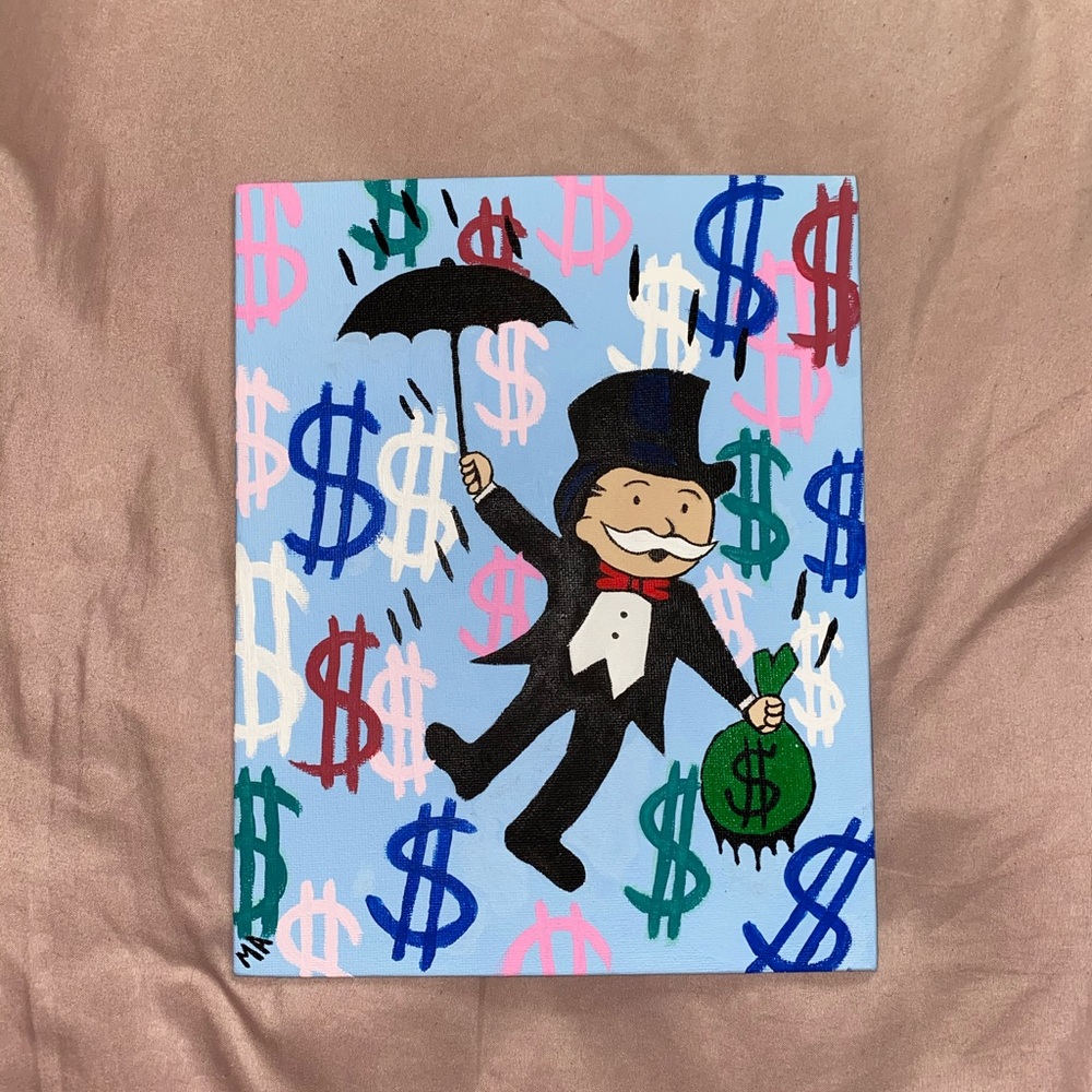 Handmade painting monopoly guy
